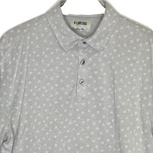 LINKSOUL Astoria Polo Shirt Golf Performance All Over Print Stretch Mens L Blue